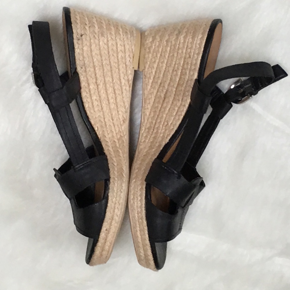 Black Leather Espadrille Sandal Crispin Sling Back - Picture 4 of 8